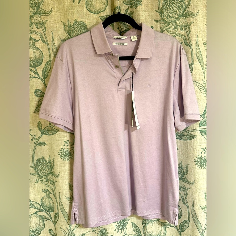 🌸 Calvin Klein Liquid Touch Polo Shirt - Light Lavender (L/G) 🌸